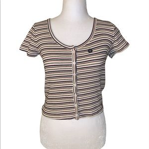 Hollister Stripped Button-Up T-Shirt